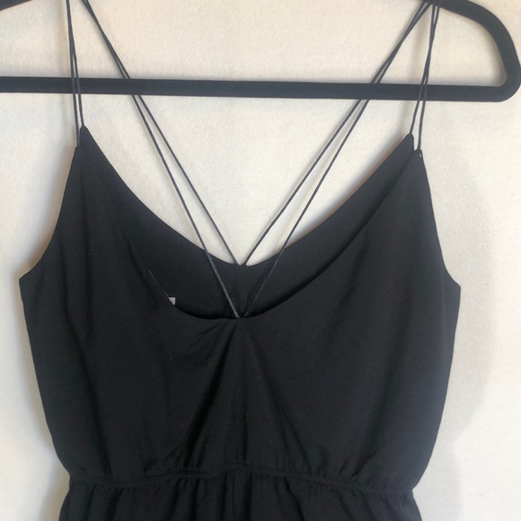 Sparkle and Fade - Black romper, spaghetti spring straps, pocket gathered waist - Picture 3 of 7